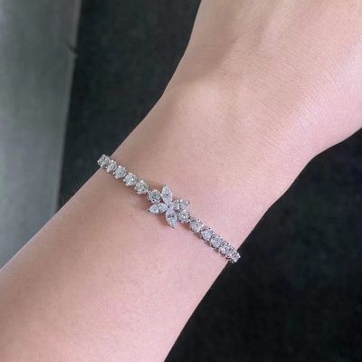 0.40ct-0.49ct D 実験室で育てたダイヤモンド ロイヤルダイヤモンド 金属ブレスレット フルダイヤモンド