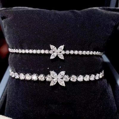 0.40ct-0.49ct D 実験室で育てたダイヤモンド ロイヤルダイヤモンド 金属ブレスレット フルダイヤモンド