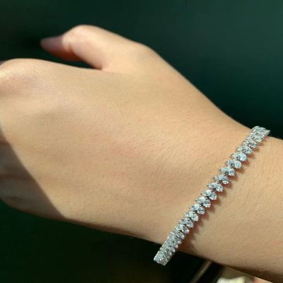 18K パーソナライズ可能なテニスブレスレット ラボで育ったダイヤモンドとフルダイヤモンド水滴