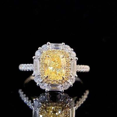 初期支払い 18K ラボダイヤモンドリングと黄ダイヤモンド 双重用途のリングとペンダント