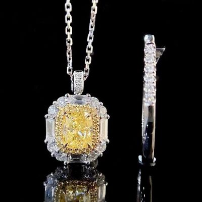 初期支払い 18K ラボダイヤモンドリングと黄ダイヤモンド 双重用途のリングとペンダント