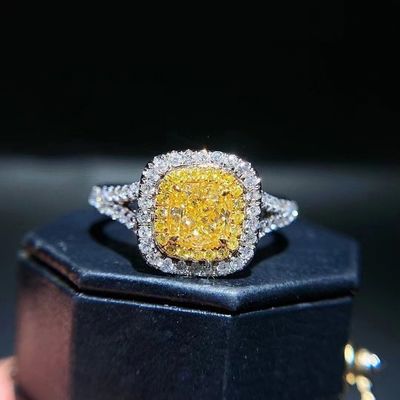 初期支払い 18K ラボダイヤモンドリングと黄ダイヤモンド 双重用途のリングとペンダント