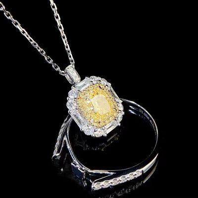 初期支払い 18K ラボダイヤモンドリングと黄ダイヤモンド 双重用途のリングとペンダント